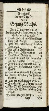 Verzeichniß derer Titeln dieses Gesang-Buchs.