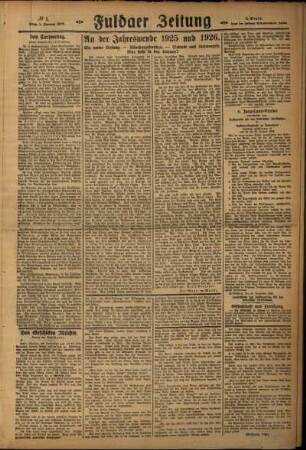 Zweite Ausgabe vom Freitag, den 01. Januar 1926.