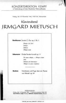 Klavierabend Irmgard Mietusch