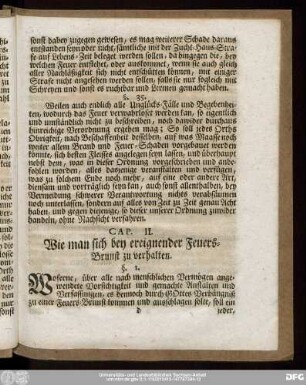Cap. II. Wie man sich bey ereignender Feuers-Brunst zu verhalten.