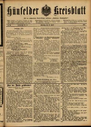 Ausgabe vom Dienstag, den 28. April 1914.