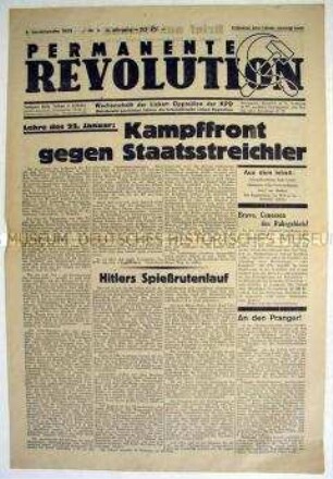 Linkssektiererische (trotzkistische) Wochenzeitung "Permanente Revolution"