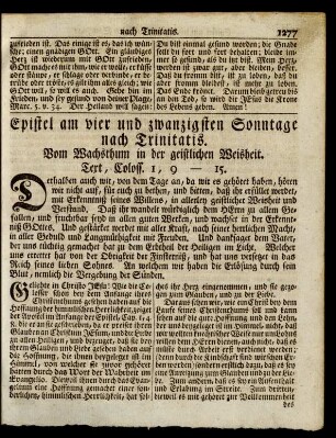 Epistel am vier und zwanzigsten Sonntage nach Trinitatis. Vom Wachsthum in der geistlichen Weisheit. Text, Coloss. 1, 9-15.