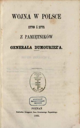 Wojna w Polsce 1770 i 1771