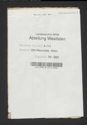 Propst Melchior v. Plettenberg an den Kurfürsten wegen eines angeblichen Zehntrückstandes