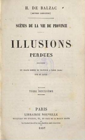Illusions Perdues, 2. Un grand homme de province (suite). Ève et David
