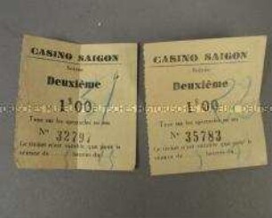 Casino-Eintrittskarten (2 St.) aus dem Indochina-Konvolut des Legionärs Harry Weiss