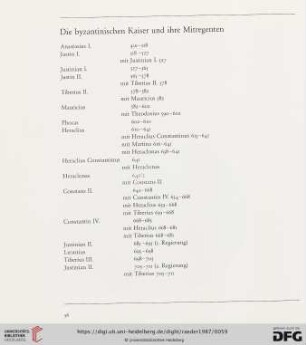 Die byzantinischen Kaiser und ihre Mitregenten