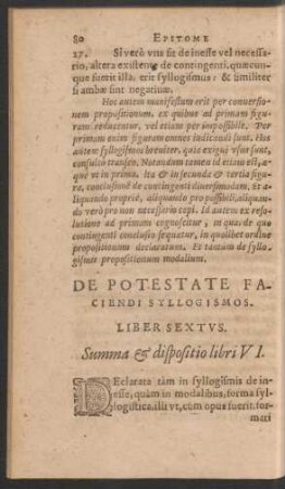 De Potestate Faciendi Syllogismos. Liber Sextus.
