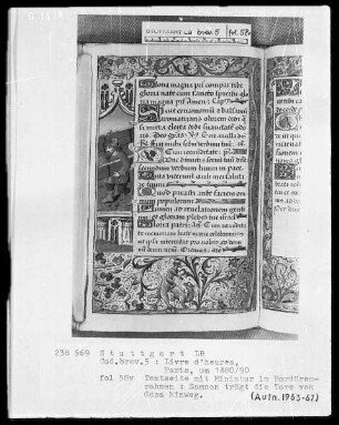 Lateinisches Stundenbuch (Livre d'heures) — Samson trägt die Tore von Gaza weg, Folio 58verso