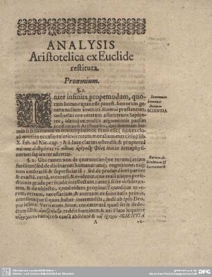 Analysis Aristotelica ex Euclide.