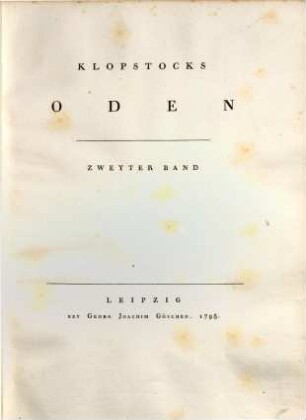Klopstocks Werke. 2, Oden ; 2