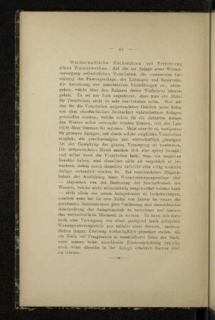 Wirtschaftliche Rücksichten bei Errichtung eines Wasserwerkes.
