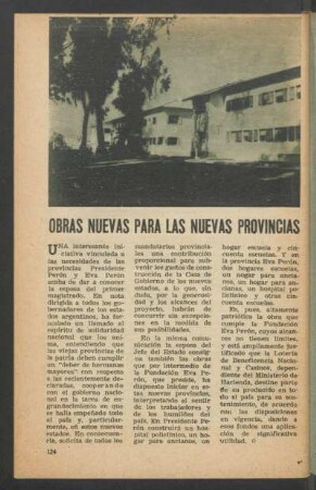 Obras nuevas para las nuevas provincias