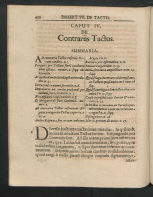 Caput IV. De Contrariis Tactus.