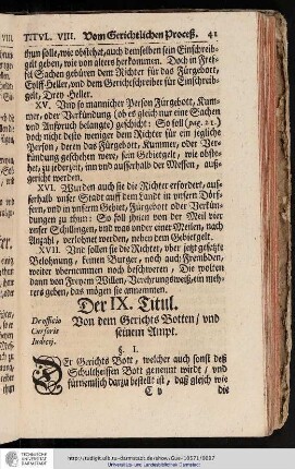 Der IX. Titul. Von dem Gerichts Botten und seinem Ampt