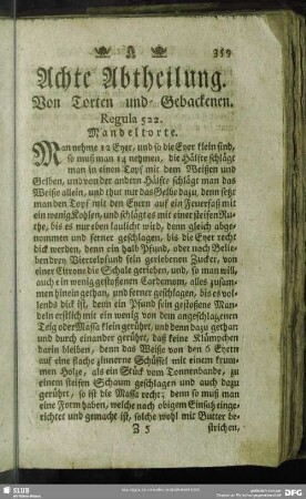 Achte Abtheilung. Von Torten und Gebackenen