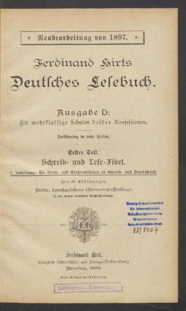 1. Teil, 1. Abteilung: Die Klein- und Großbuchstaben in Schreib- und Druckschrift : vollständig in sechs Teilen