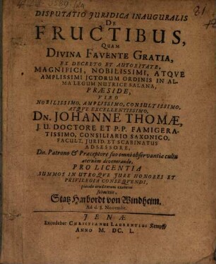 Disp. iur. inaug. de fructibus
