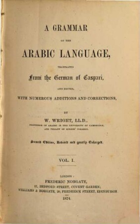 A grammar of the Arabic language, 1
