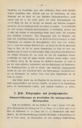 C. Post, Telegraphen- und Fernsprechwesen.