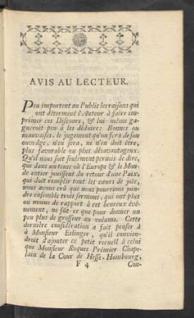 Avis Au Lecteur