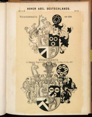 Taf. 383. Windischgraetz vor 1526. - Windischgraetz, n. d. Wappen Regulirungsdipl. d. d. Wien 12. Nov. 1557.