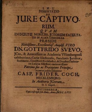 Dissertatio De Iure Captivorum