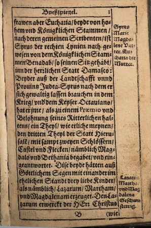 Speculum Poenitentiae : Das ist, Das Leben Mariae Magdalenae, dann auch Marthae und Lazari