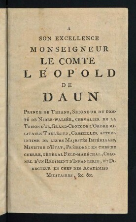 3r-3v, A son excellence Monseigneur le comte Léopold de Daun