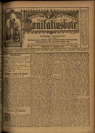 Erste Ausgabe vom Sonntag, den 17. September 1916.