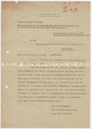 Abschrift eines Schreibens des Obstbauverbandes Havelgau an den Reichsverband des deutschen Gartenbaues e.V.