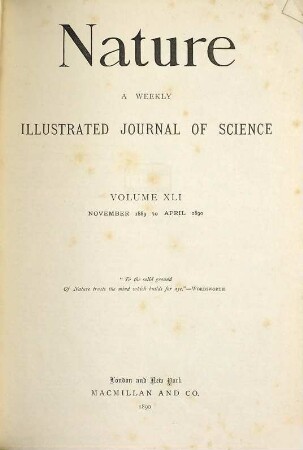 Nature : the international journal of science. 41. 1889/90