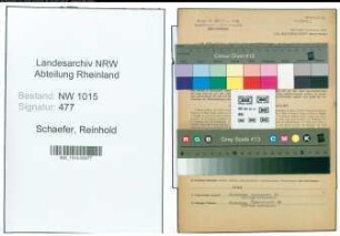 Entnazifizierung Reinhold Schaefer , geb. 15.04.1897 (Bueroangestellter)