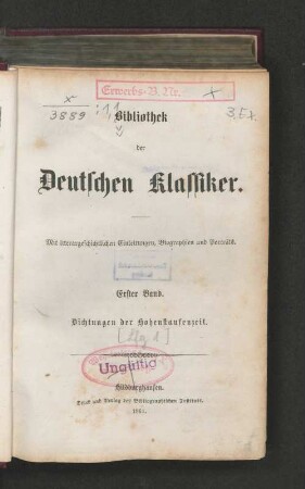 Bd. 8 = [Abt. 1], T. 5: Bibliothek der Deutschen Klassiker : mit literargeschichtlichen Einleitungen, Biographien und Porträts