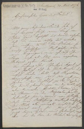 Brief an Friedrich Wilhelm Jähns : 30.05.1876