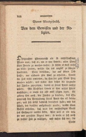 Viertes Abendgespräch. Von dem Gewissen und der Religion