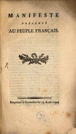 Manifeste presenté au peuple français