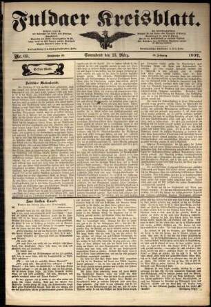 Erste Ausgabe vom Samstag, den 23. März 1907.