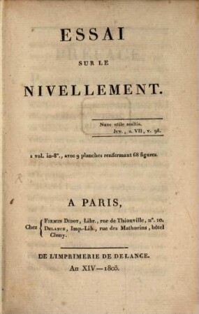 Essai sur le nivellement