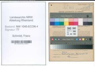 Entnazifizierung Franz Schmidt , geb. 07.10.1896 (Vertreter)