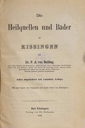 Die Heilquellen und Bäder zu Kissingen