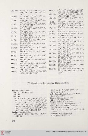 IV. Verzeichnis der zitierten Handschriften