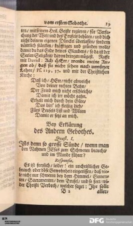 Bey Erklärung des Andern Gebothes.