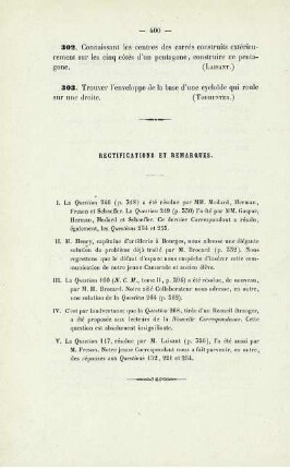 Rectifications et remarques.