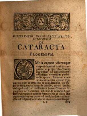 Dissertatio Inavgvralis Medico-Chirvrgica De Cataracta