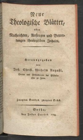 Zweyten Bandes, zweytes Stück