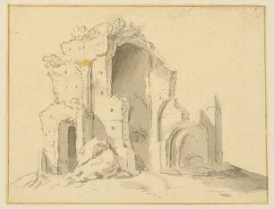 Ruine eines Gebäudes mit hohen Gewölben