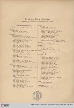 Inhalt des dritten Jahrganges