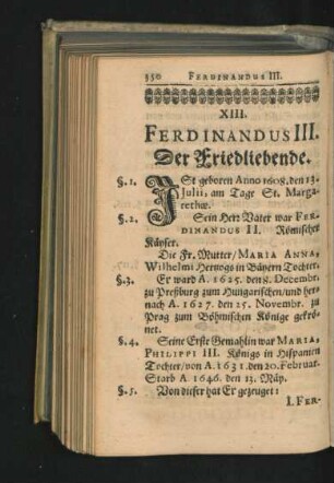 XIII. Ferdinandus III. Der Friedliebende.